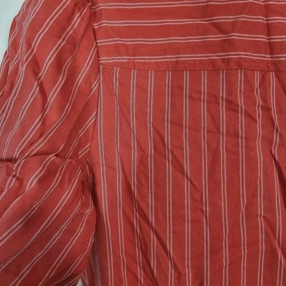 10 Crosby Derek Lam size 4 striped button-down midi dress red linen utility NWOT - Picture 6 of 6